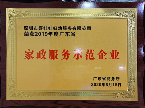 2019年度广东省家政服务示范企业
